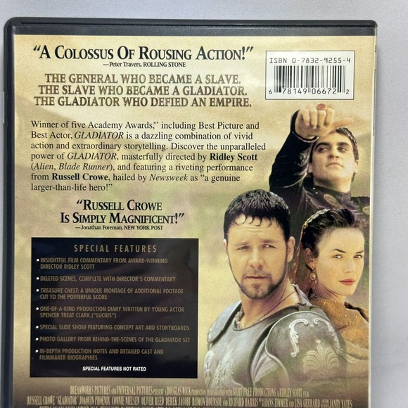 Gladiator Movie Film DVD Widescreen‎ Russel Crowe 5 Academy Awards Best Picture - Picture 4 of 9